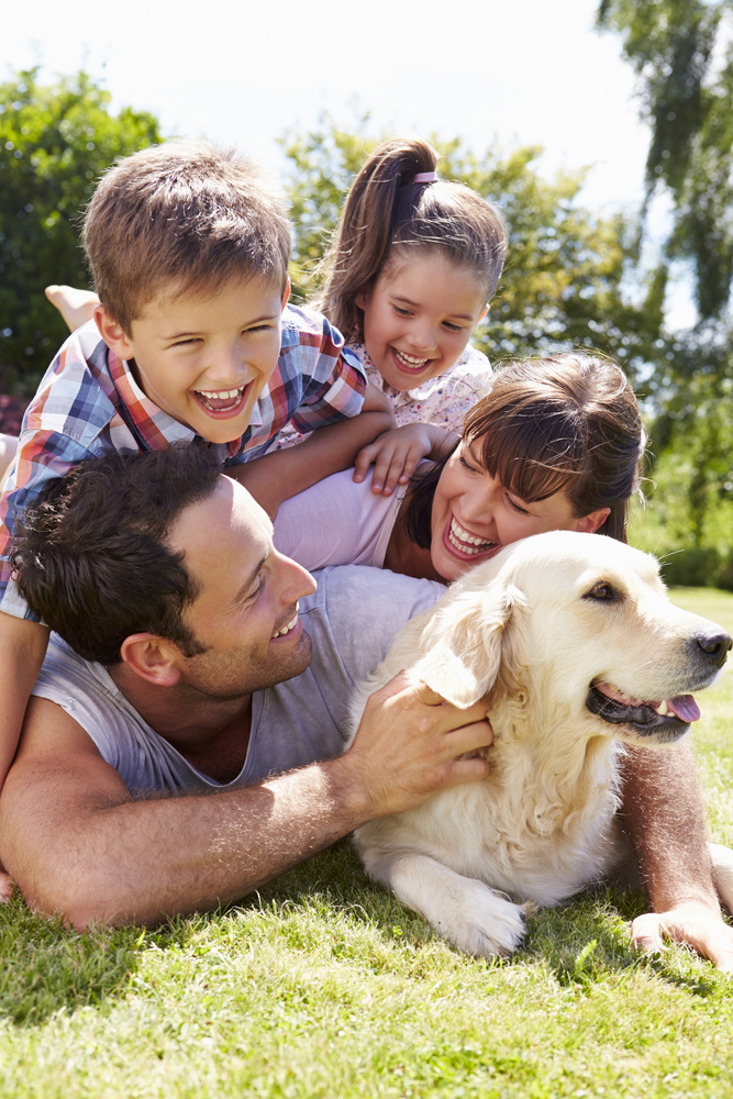 family with dog